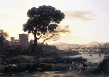 Landscape with Shepherds The Pont Molle Claude Lorrain stream Oil Paintings